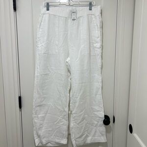 NWT GAP Gauze Pull On Crisp White Pants Relaxed Fit - L Petite